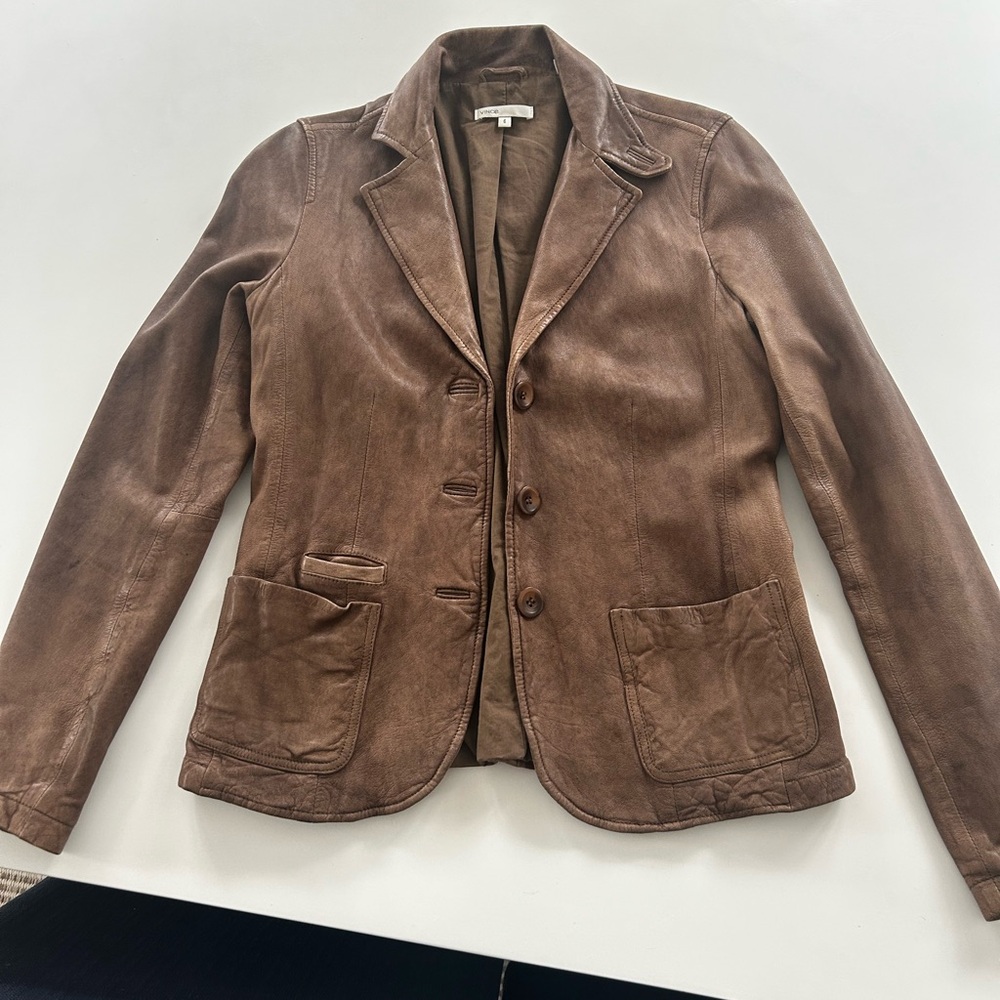 Vince Brown Leather Blazer